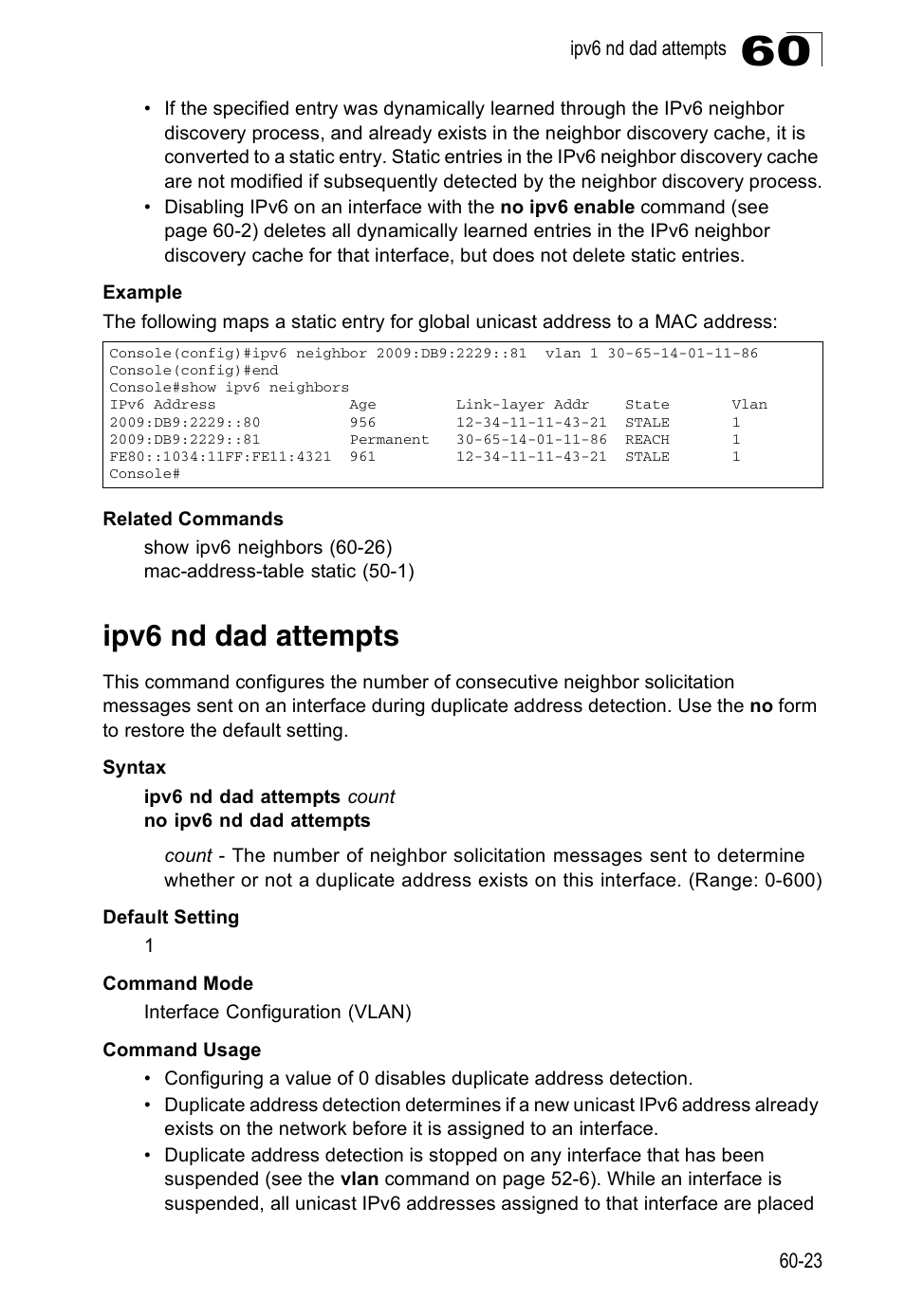 Ipv6 nd dad attempts | Accton Technology Direk Tronik ES4524D User Manual | Page 555 / 588