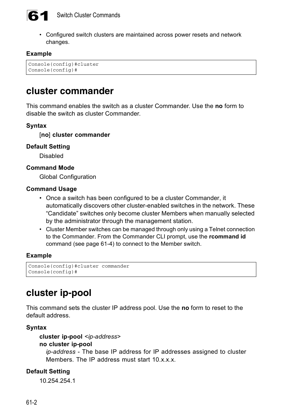 Cluster commander, Cluster ip-pool | Accton Technology Direk Tronik ES4524D User Manual | Page 562 / 588