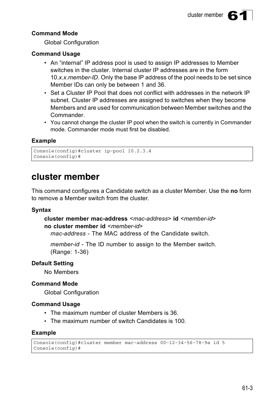 Cluster member | Accton Technology Direk Tronik ES4524D User Manual | Page 563 / 588