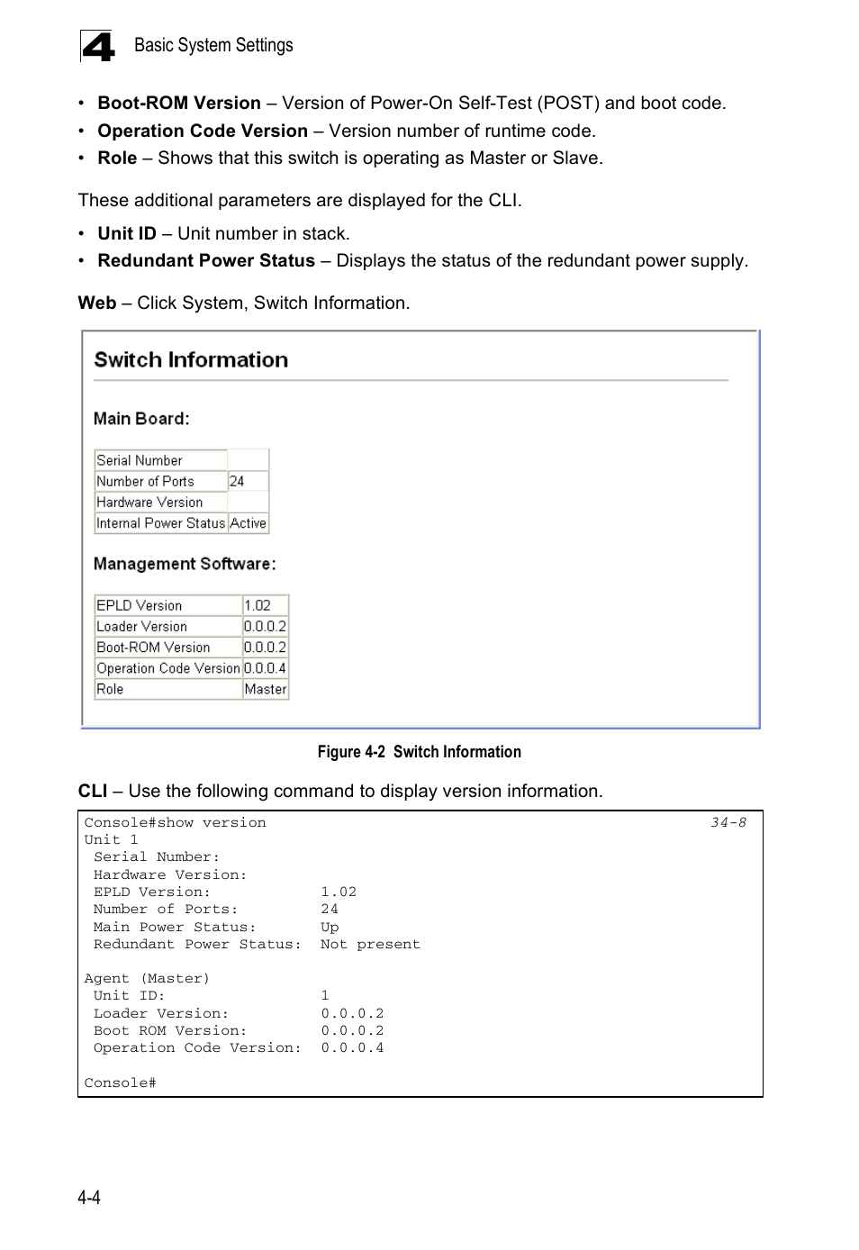 Figure 4-2, Switch information | Accton Technology Direk Tronik ES4524D User Manual | Page 64 / 588