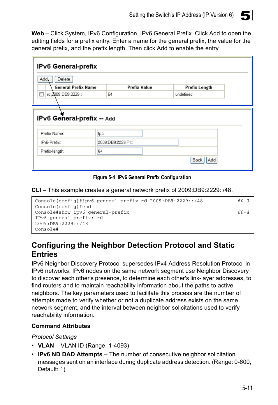 Figure 5-4, Ipv6 general prefix configuration | Accton Technology Direk Tronik ES4524D User Manual | Page 79 / 588