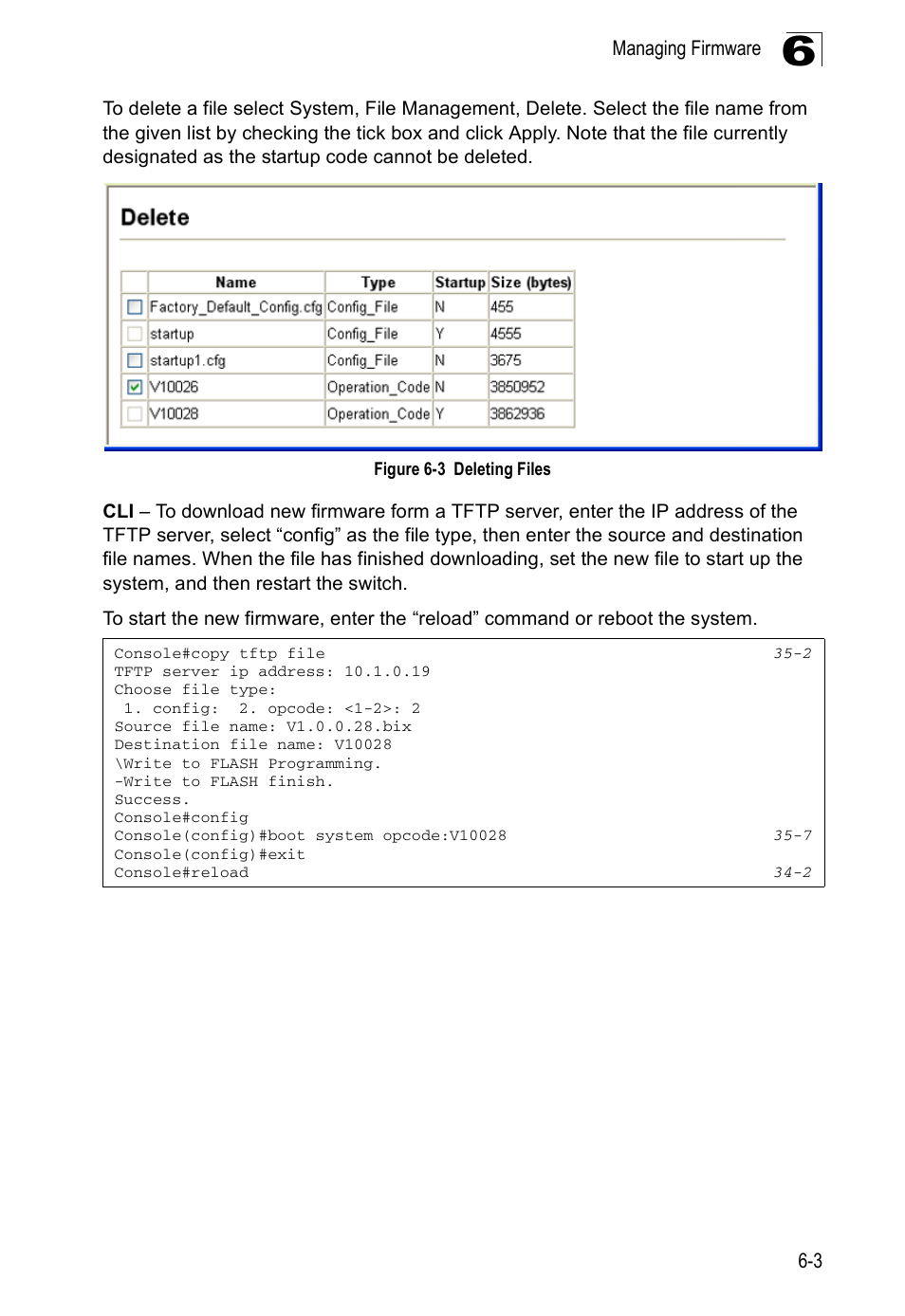 Figure 6-3, Deleting files | Accton Technology Direk Tronik ES4524D User Manual | Page 85 / 588
