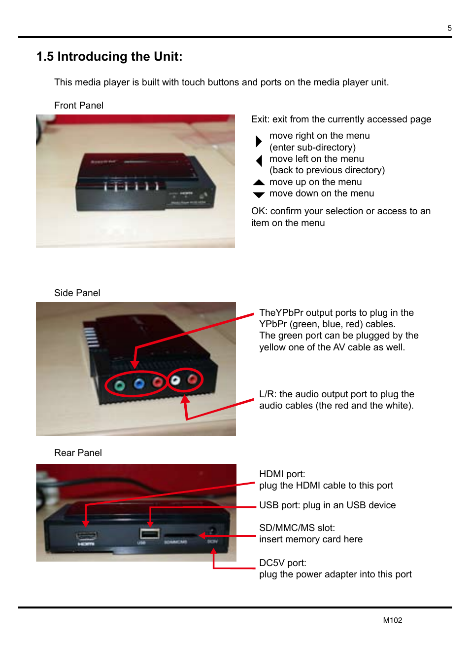 5 introducing the unit | KWorld M102 User Manual | Page 5 / 20