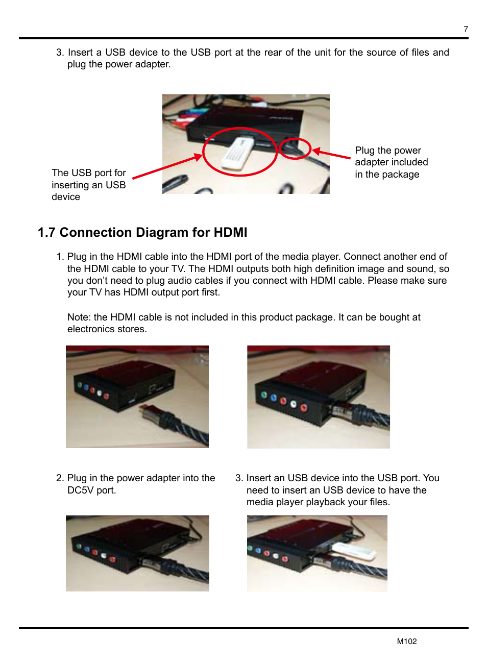 7 connection diagram for hdmi | KWorld M102 User Manual | Page 7 / 20