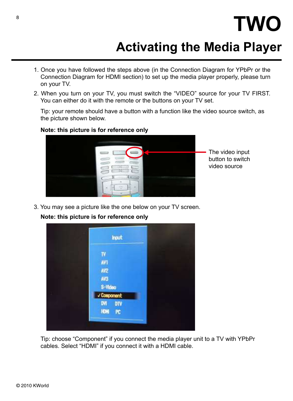 Activating the media player | KWorld M100 User Manual | Page 8 / 20