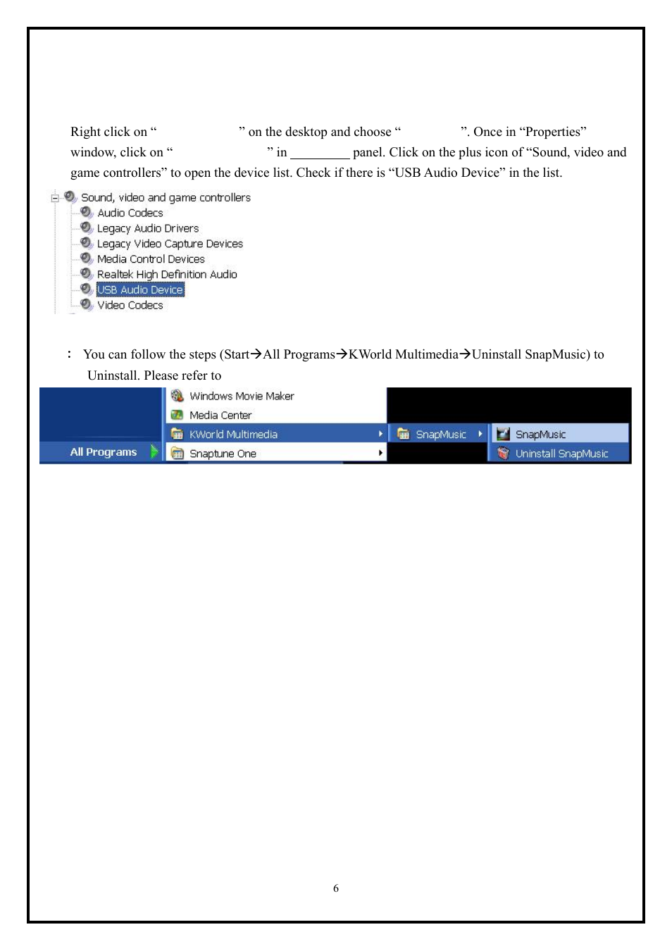 Chapter 3 : faq, How to uninstall snapmusic application | KWorld FM700 User Manual | Page 6 / 6