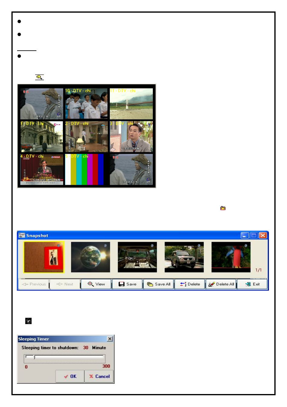 5channel preview, 6snapshot, 7sleeping timer | KWorld HyperMedia User Manual | Page 14 / 17