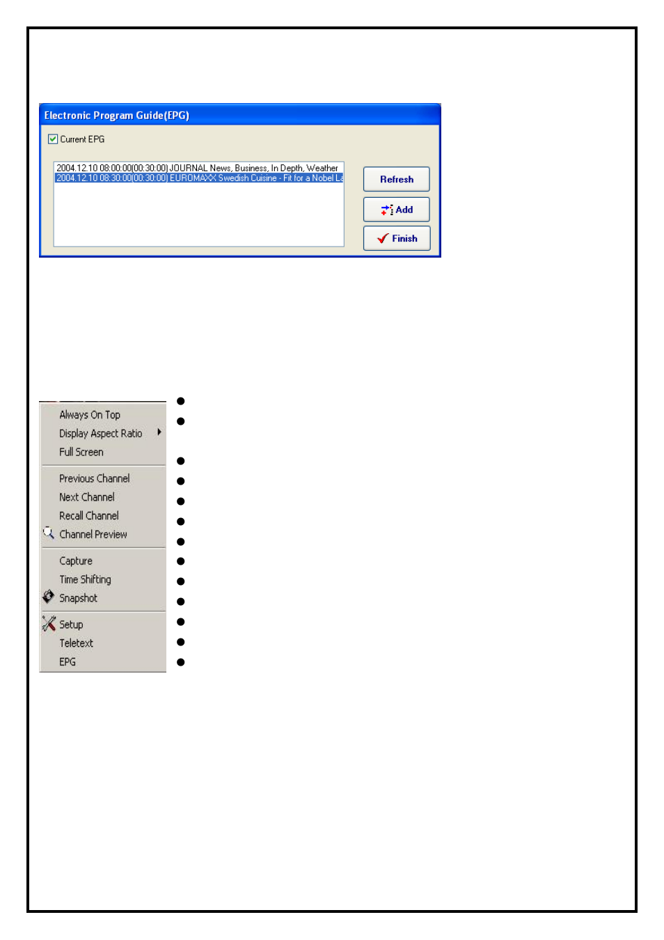 8epg, 9pop-up menu | KWorld HyperMedia User Manual | Page 15 / 17