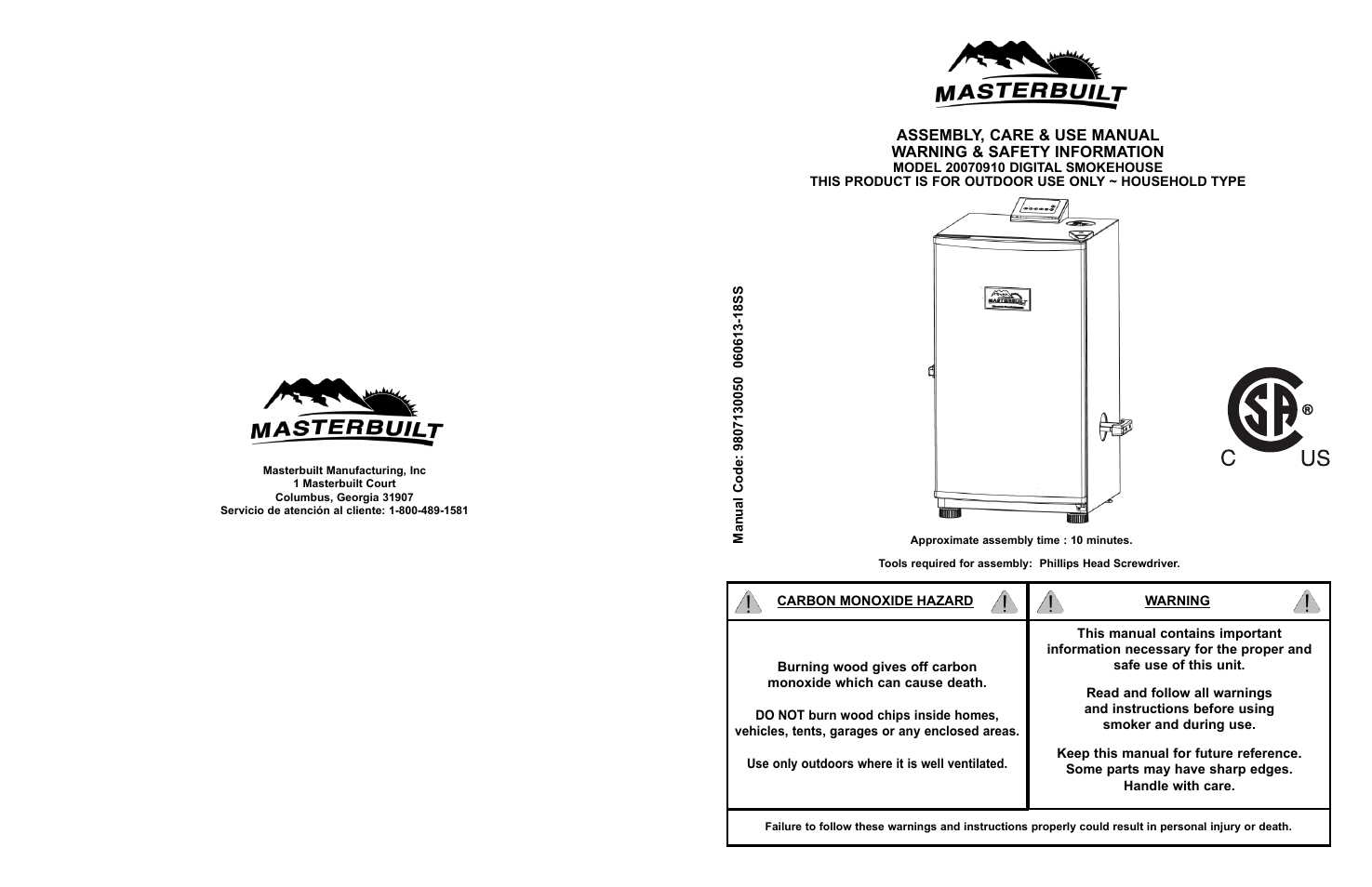 Masterbuilt 30-inch Electric Digital Smokehouse Black w/ Top Control (20070910) USER GUIDE User Manual | 24 pages