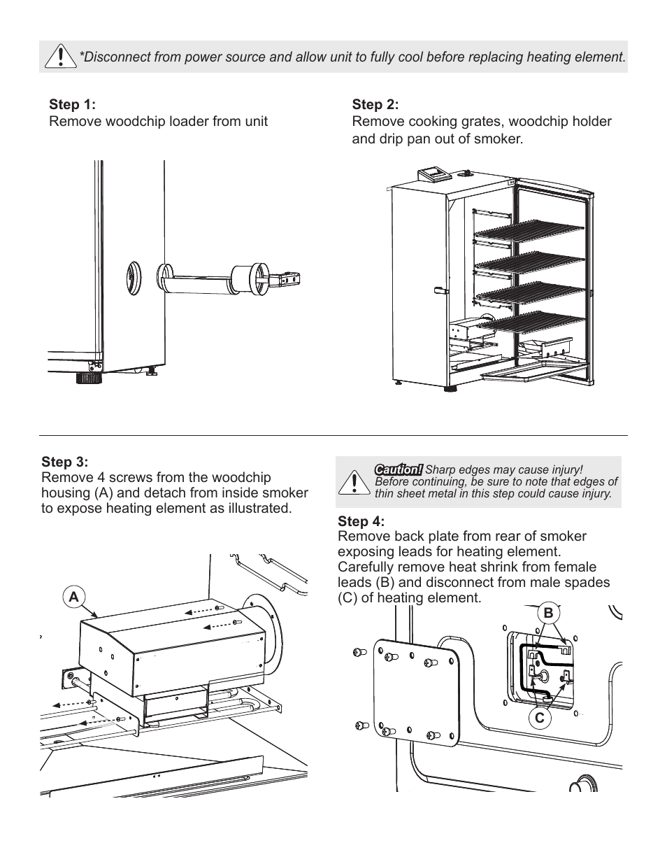 Masterbuilt 30-inch Electric Digital Smokehouse Black w/ Top Control (20070910) HEATING ELEMENT REPLACEMENT User Manual | Page 2 / 4