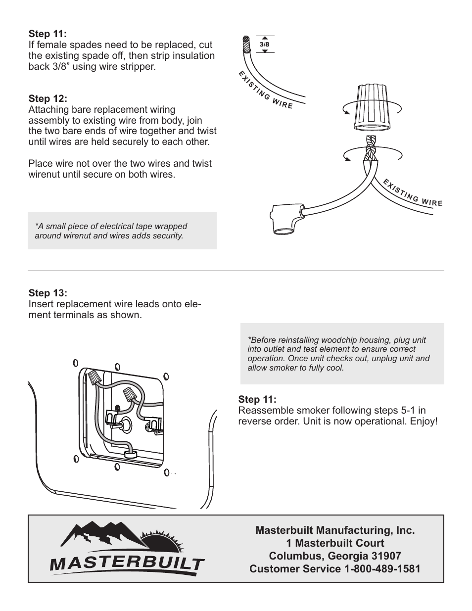Masterbuilt 30-inch Electric Digital Smokehouse Black w/ Top Control (20070910) HEATING ELEMENT REPLACEMENT User Manual | Page 4 / 4