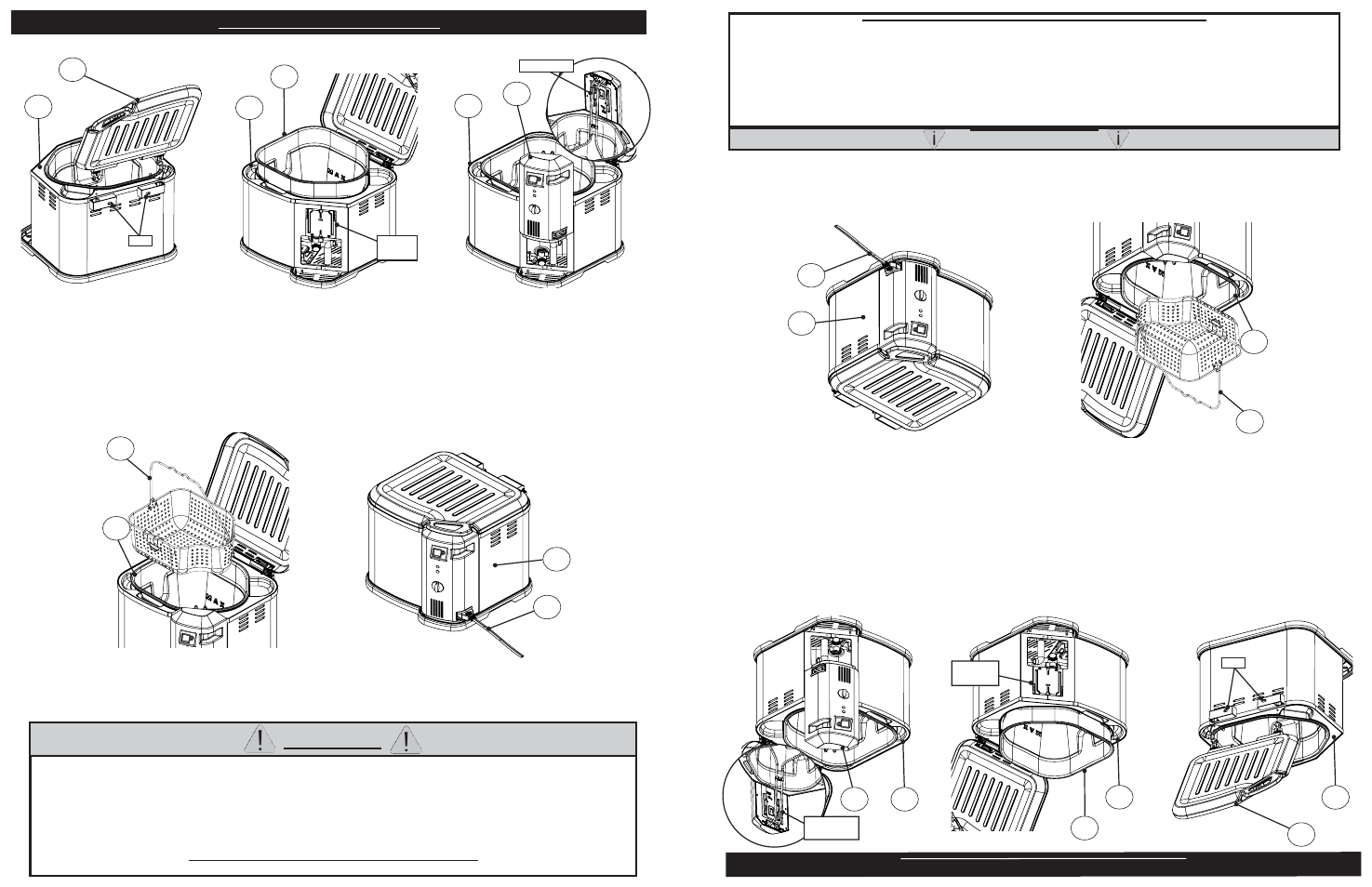 Warning, Advertencia, Assembly instructions | Instrucciones de ensamblaje | Masterbuilt Butterball XL Indoor Electric Turkey Fryer (23011114) User Manual | Page 4 / 16