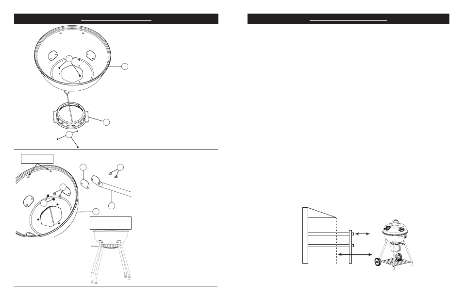 Grill operation cautions assembly instructions | Masterbuilt 18 1⁄2-inch Kettle Grill (20040211) User Manual | Page 6 / 8