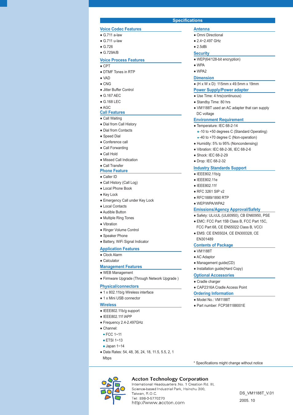 Accton Technology VM1188T User Manual | Page 2 / 2