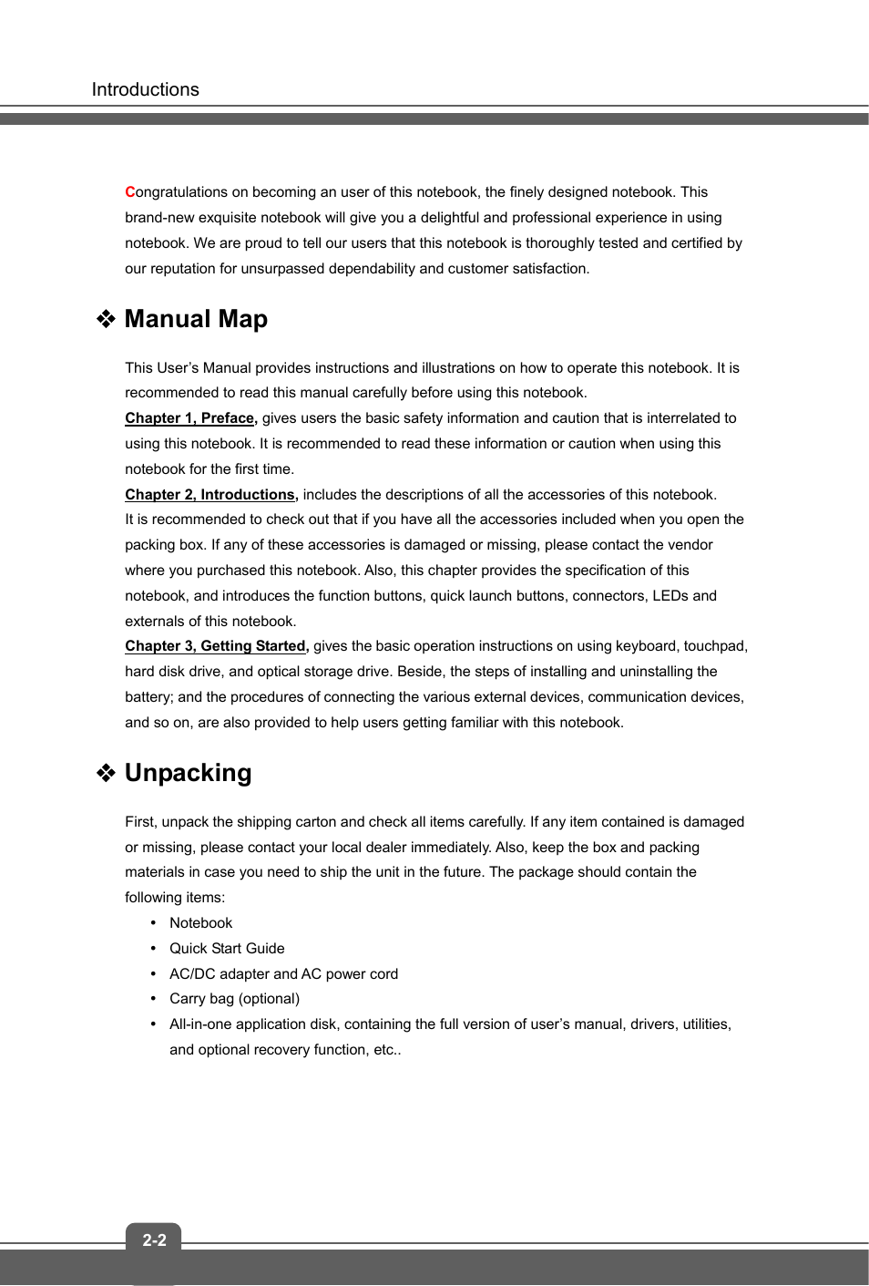 Manual map, Unpacking | MSI GT72 DOMINATOR (GTX 970M) User Manual | Page 12 / 48