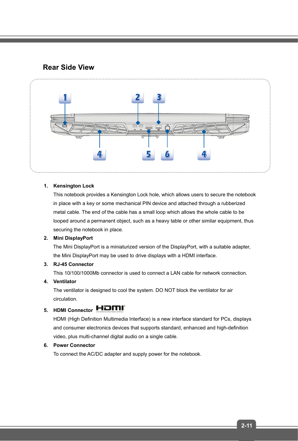 Rear side view | MSI GT72 DOMINATOR (GTX 970M) User Manual | Page 21 / 48