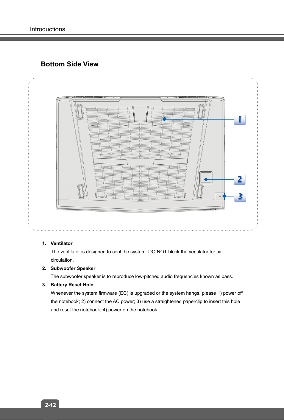 Bottom side view | MSI GT72 DOMINATOR (GTX 970M) User Manual | Page 22 / 48