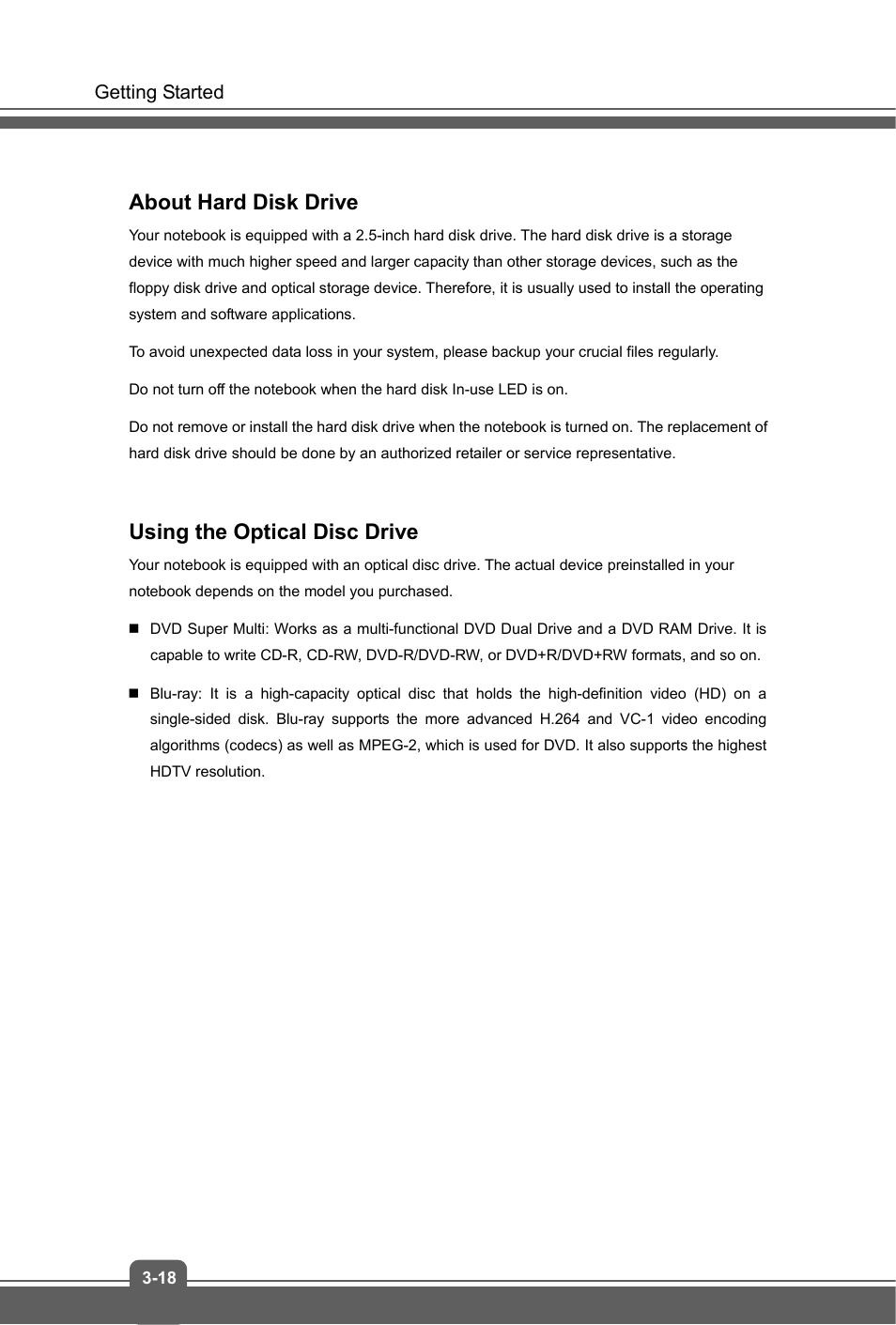 About hard disk drive, Using the optical disc drive | MSI GT72 DOMINATOR (GTX 970M) User Manual | Page 44 / 48