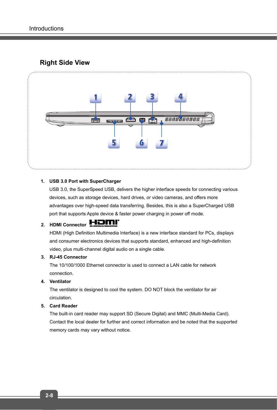 Right side view | MSI GS60 GHOST User Manual | Page 16 / 42