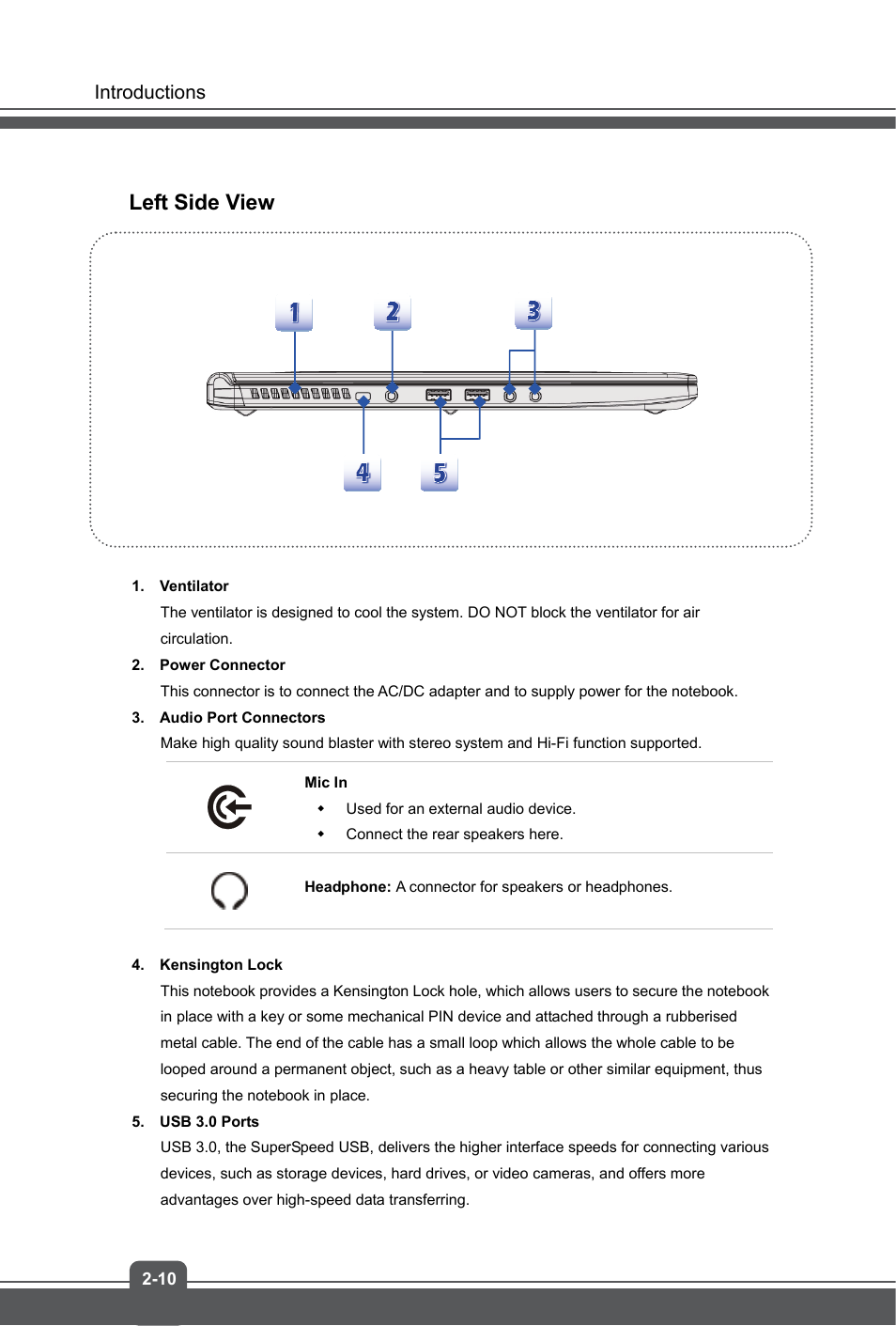 Left side view | MSI GS60 GHOST User Manual | Page 18 / 42