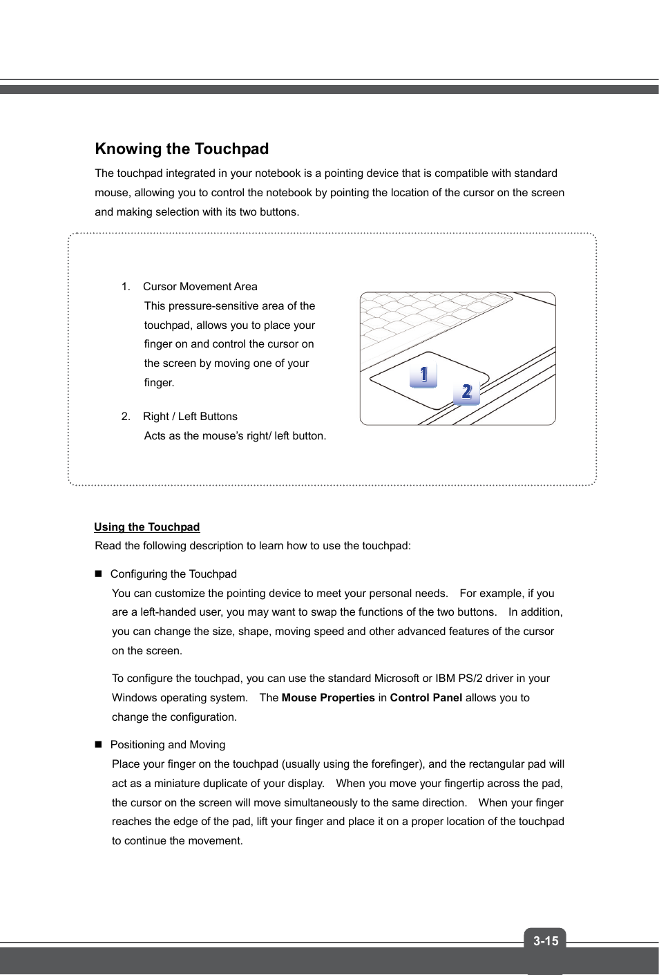 Knowing the touchpad | MSI GS60 GHOST User Manual | Page 37 / 42