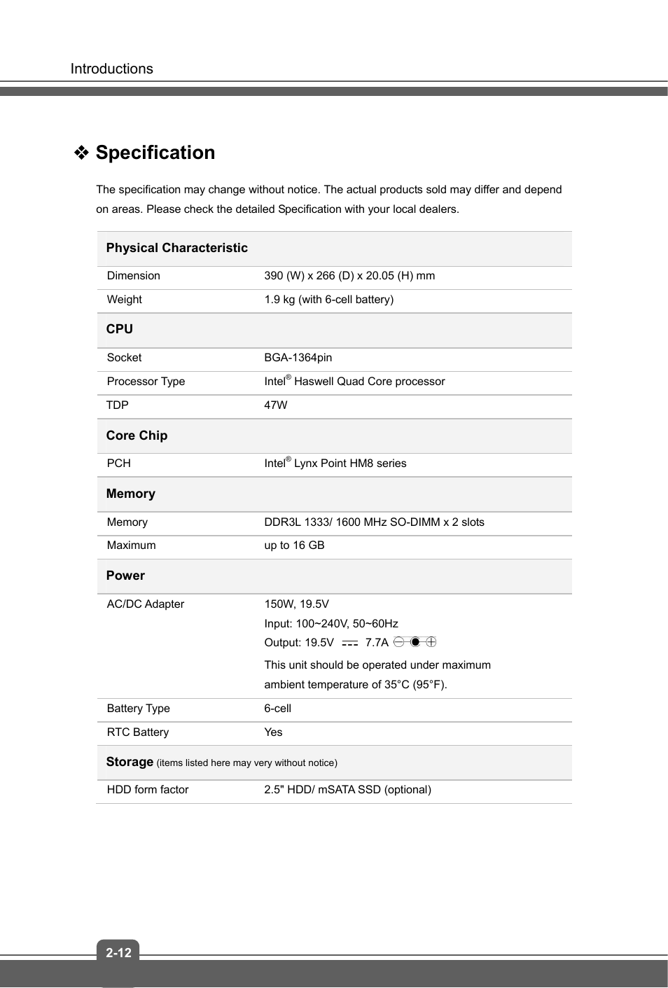 Specification | MSI GS60 GHOST PRO (GTX 970M) User Manual | Page 20 / 42