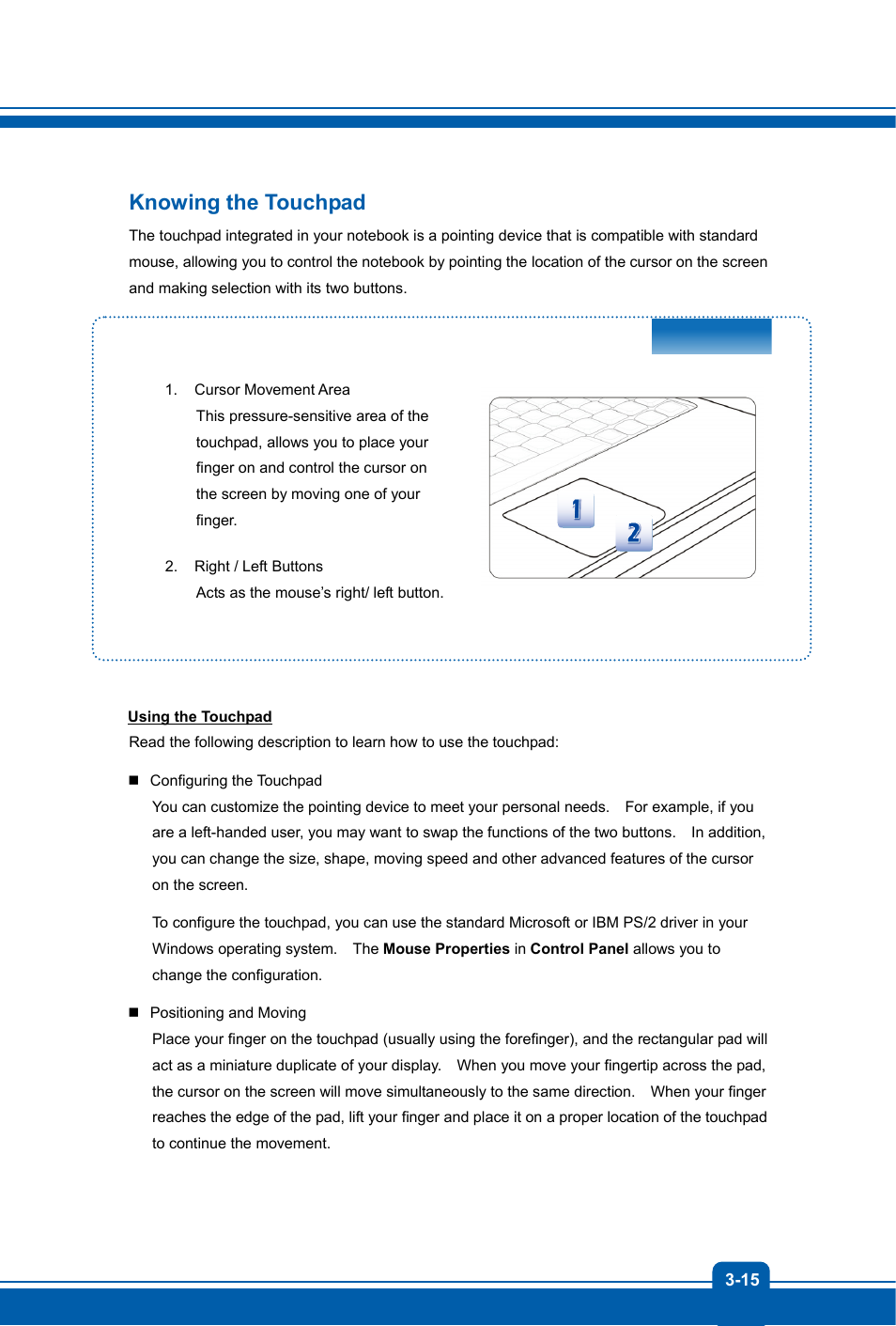 Knowing the touchpad | MSI GS70 STEALTH User Manual | Page 37 / 42