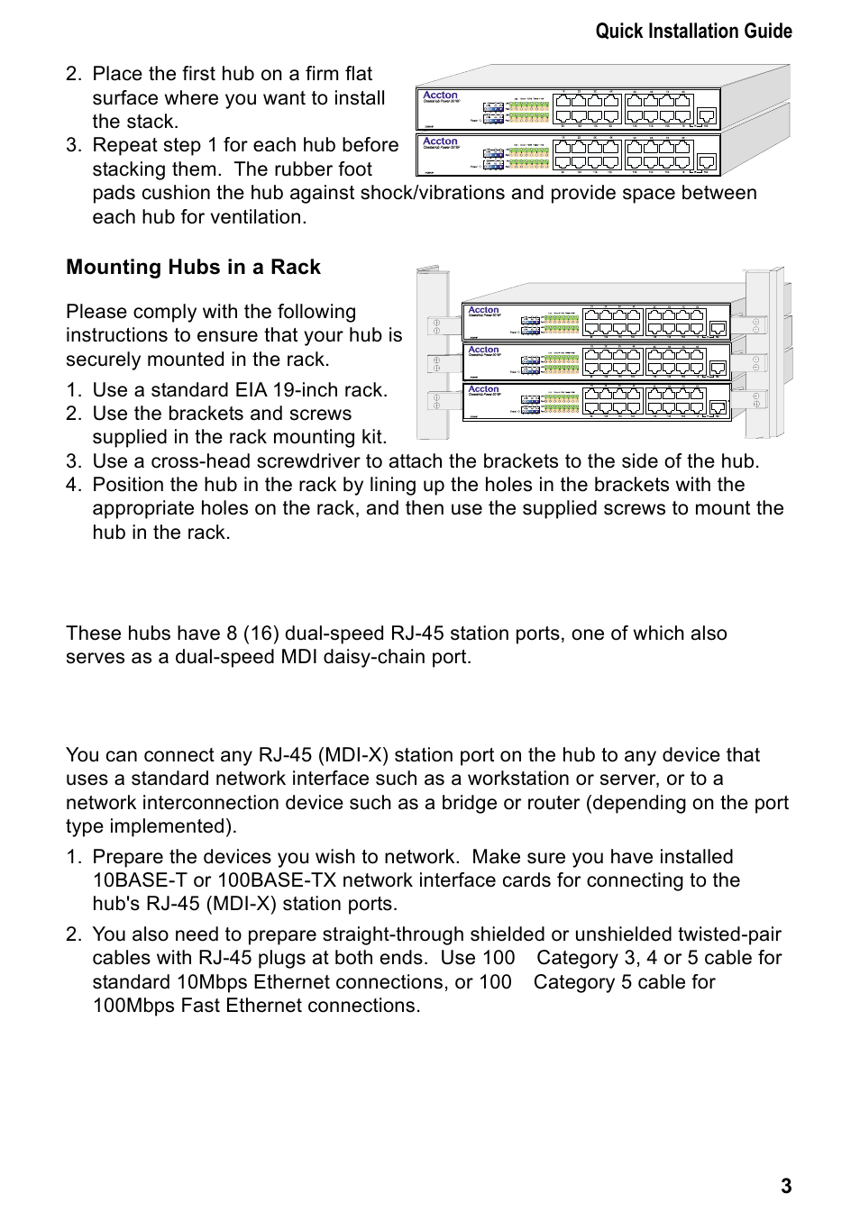 Connecting the hub system | Accton Technology CHEETA 3016P User Manual | Page 8 / 19