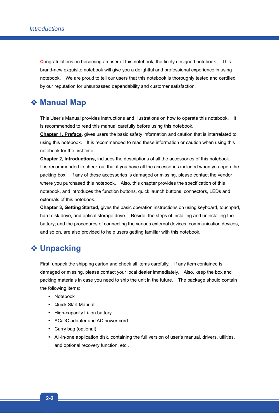 Manual map, Unpacking | MSI GX70 DESTROYER User Manual | Page 10 / 50