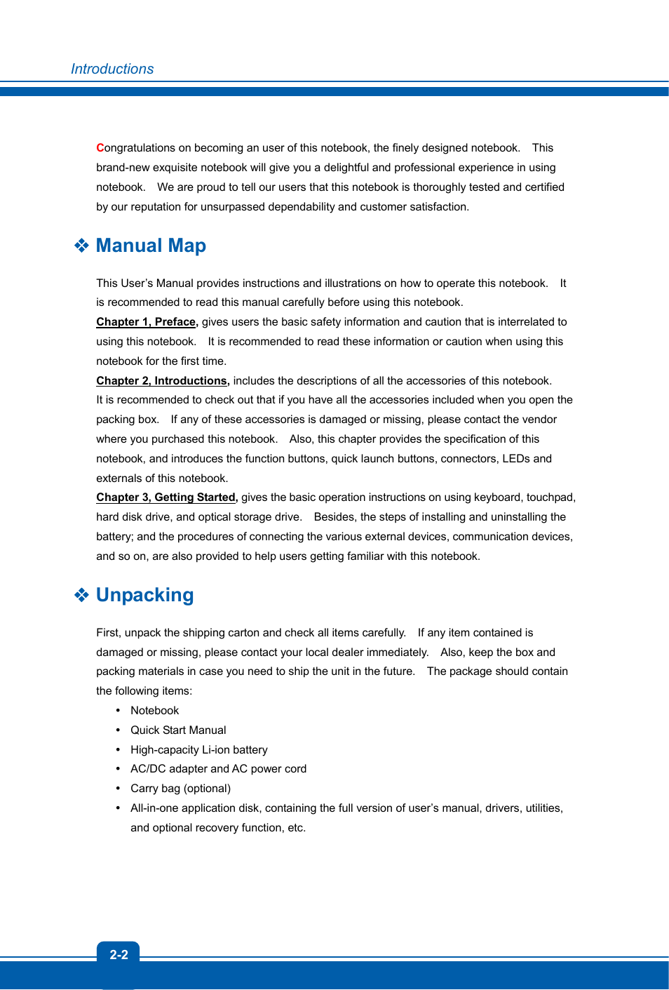 Manual map, Unpacking | MSI GX60 DESTROYER User Manual | Page 10 / 48