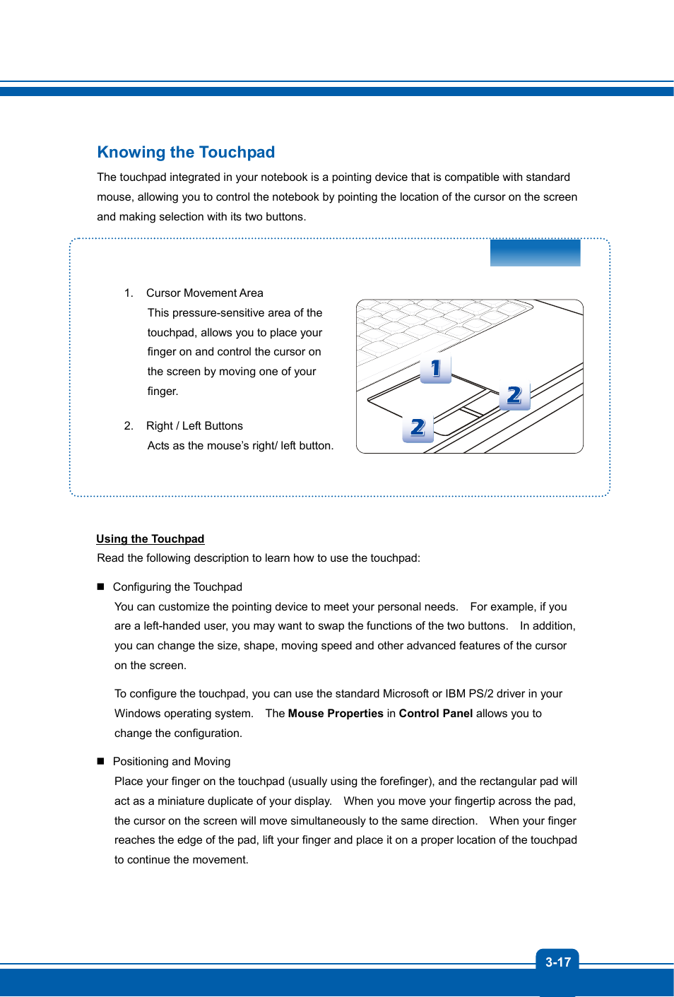 Knowing the touchpad | MSI GX60 DESTROYER User Manual | Page 41 / 48