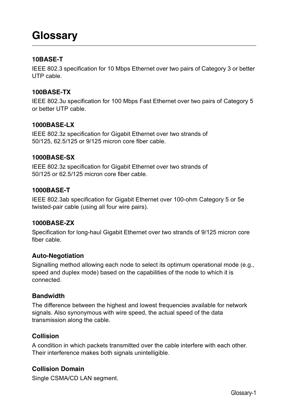 Glossary | Accton Technology ES4524M-POE User Manual | Page 53 / 60