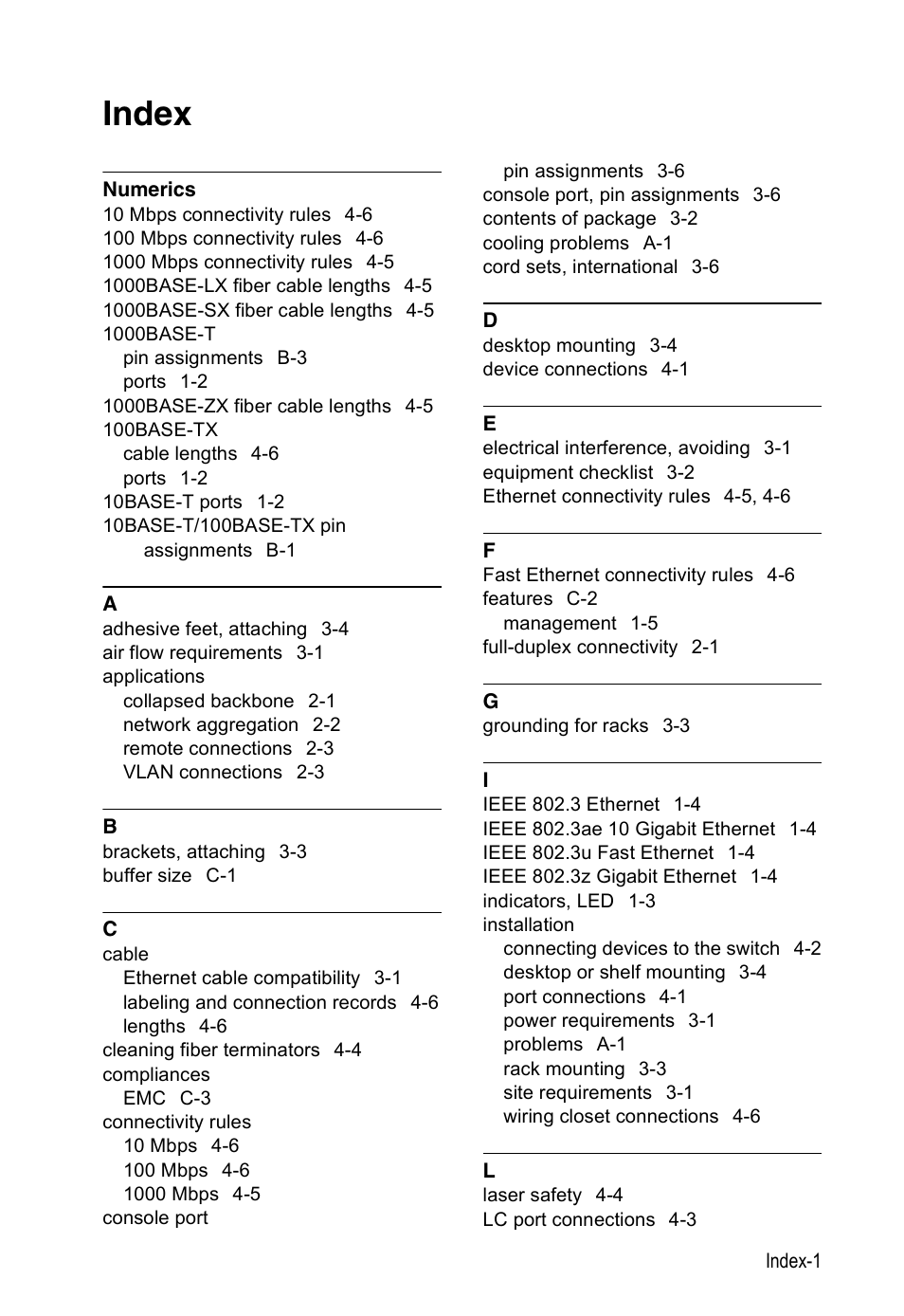 Index | Accton Technology ES4524M-POE User Manual | Page 57 / 60