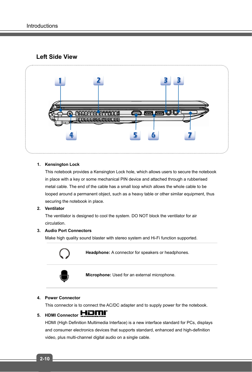 Left side view | MSI GP70 LEOPARD User Manual | Page 18 / 48