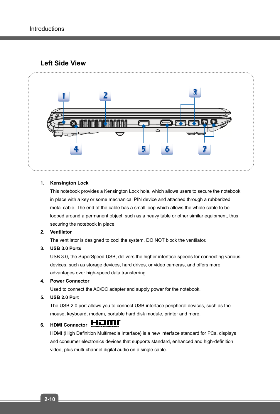 Left side view | MSI GP60 LEOPARD User Manual | Page 18 / 48