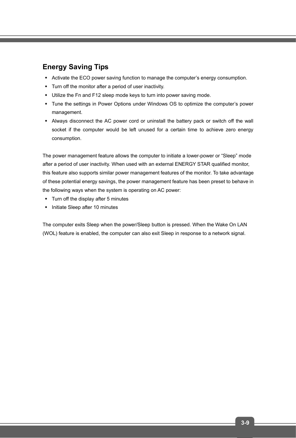 Energy saving tips | MSI GP60 LEOPARD User Manual | Page 33 / 48