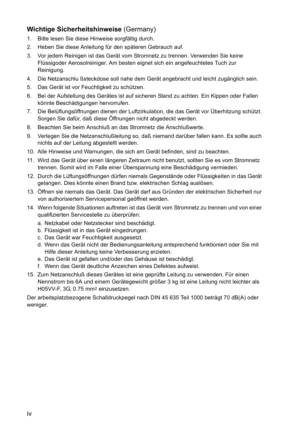 Iv wichtige sicherheitshinweise (germany) | Accton Technology VM2548 User Manual | Page 10 / 72