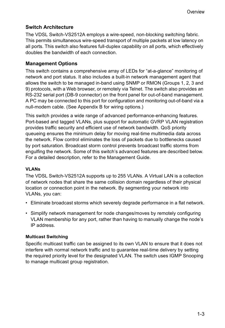 Switch architecture, Management options | Accton Technology VM2548 User Manual | Page 15 / 72