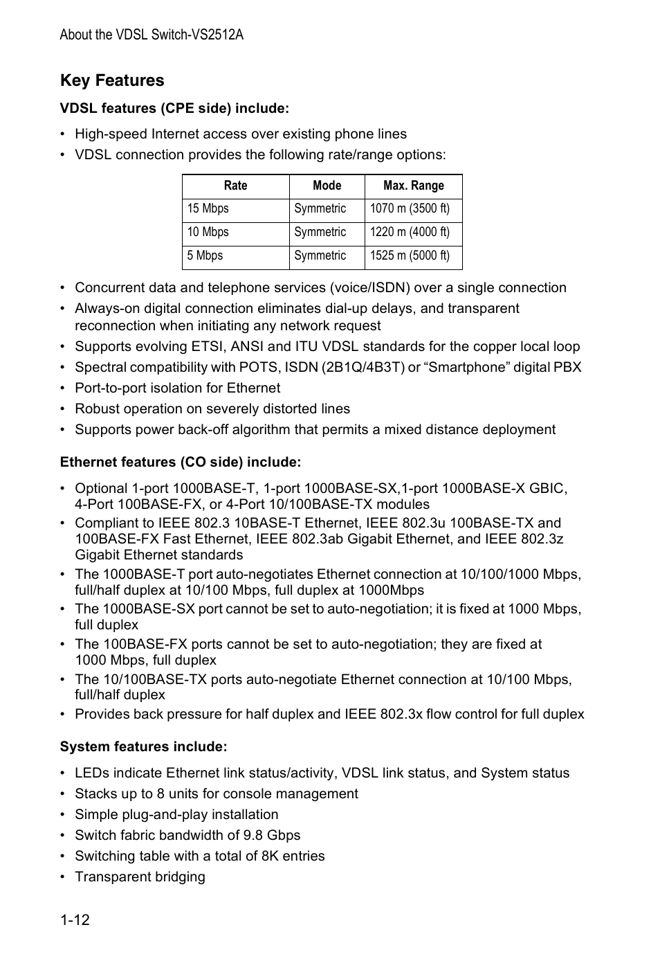 Key features | Accton Technology VM2548 User Manual | Page 24 / 72