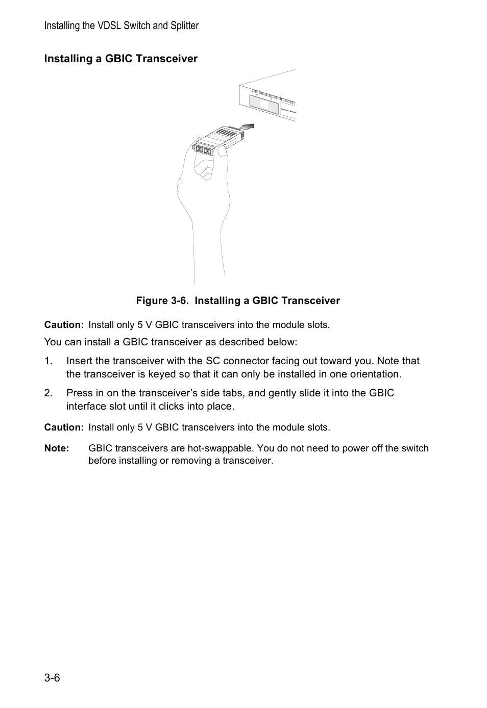 Installing a gbic transceiver | Accton Technology VM2548 User Manual | Page 36 / 72