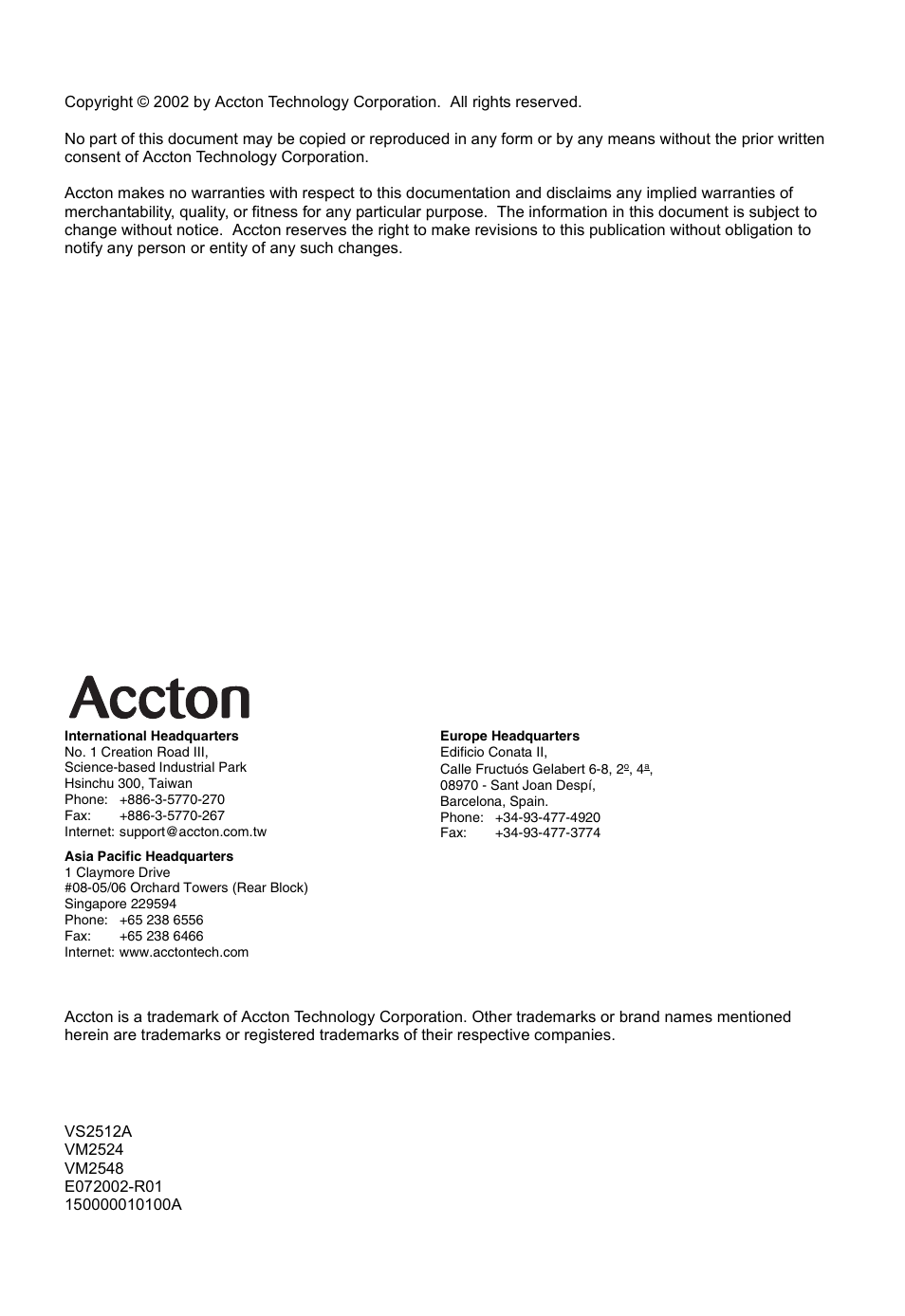 Accton Technology VM2548 User Manual | Page 4 / 72