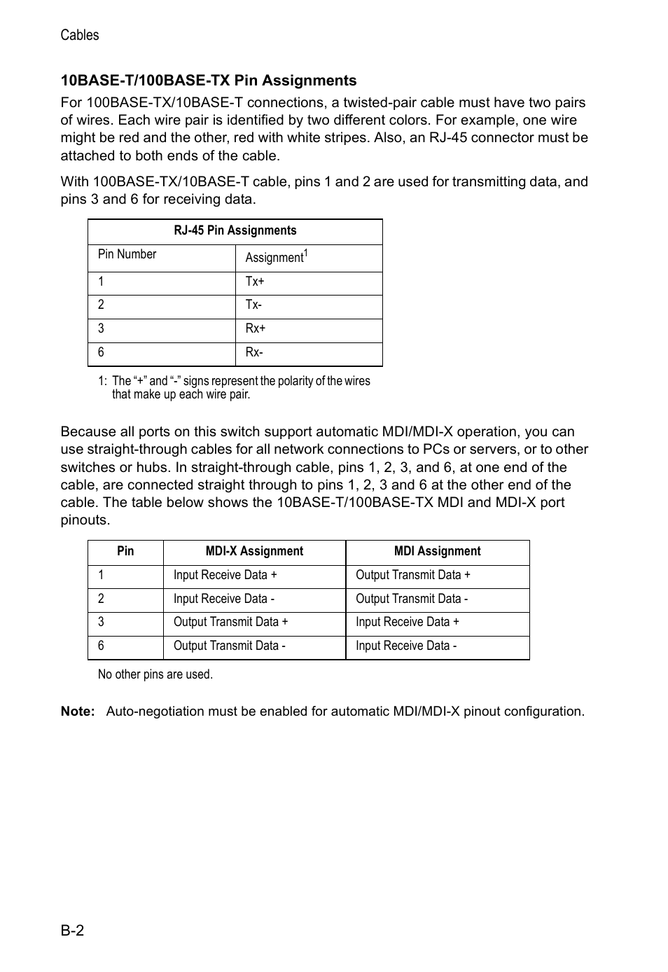 10base-t/100base-tx pin assignments | Accton Technology VM2548 User Manual | Page 46 / 72