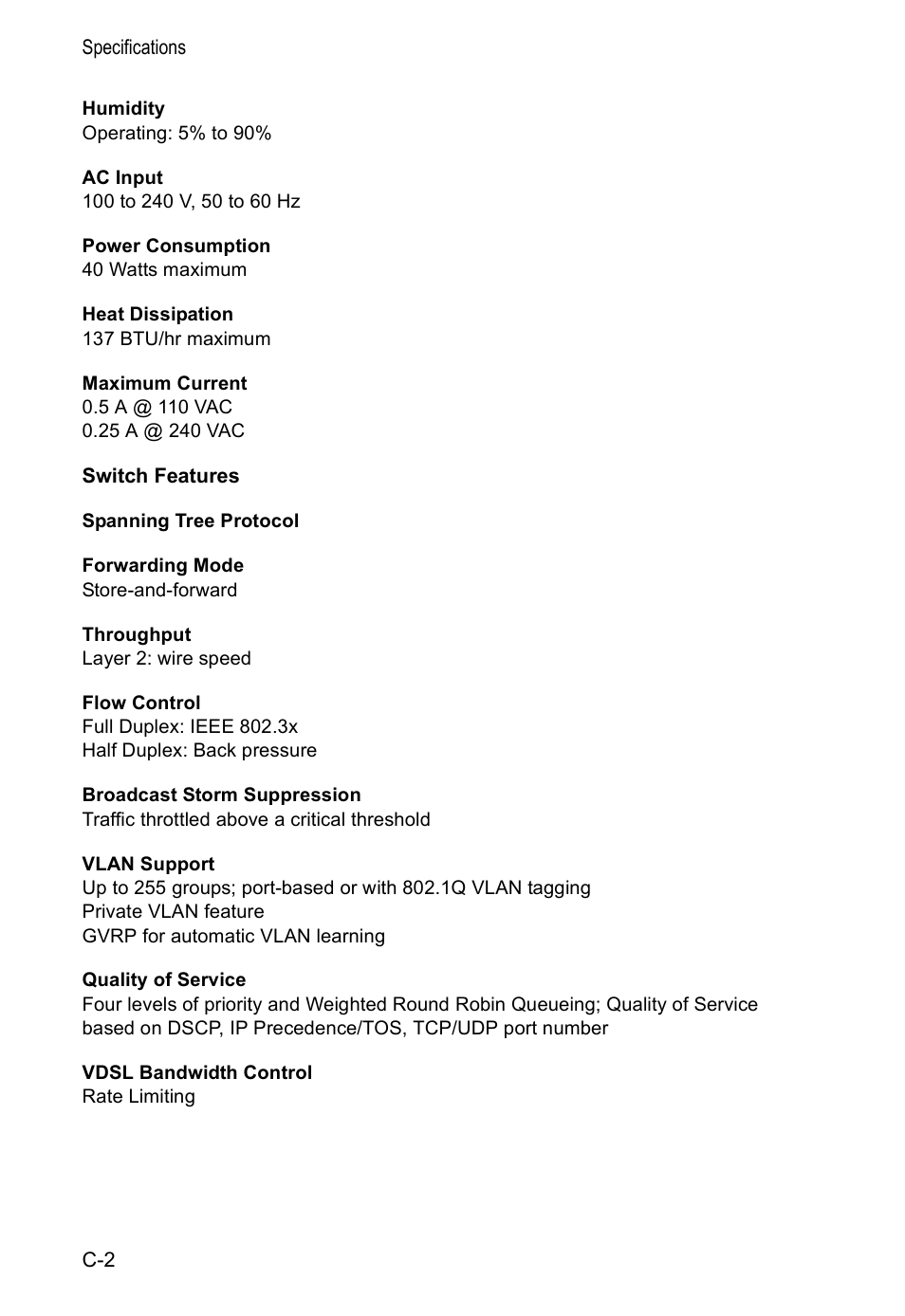 Switch features | Accton Technology VM2548 User Manual | Page 52 / 72