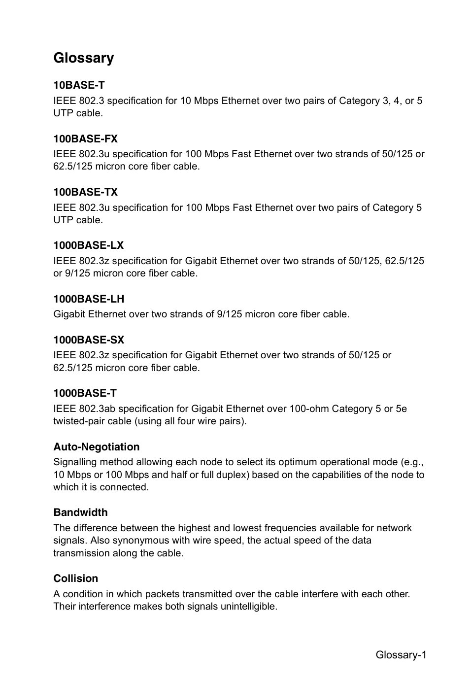 Glossary | Accton Technology VM2548 User Manual | Page 63 / 72