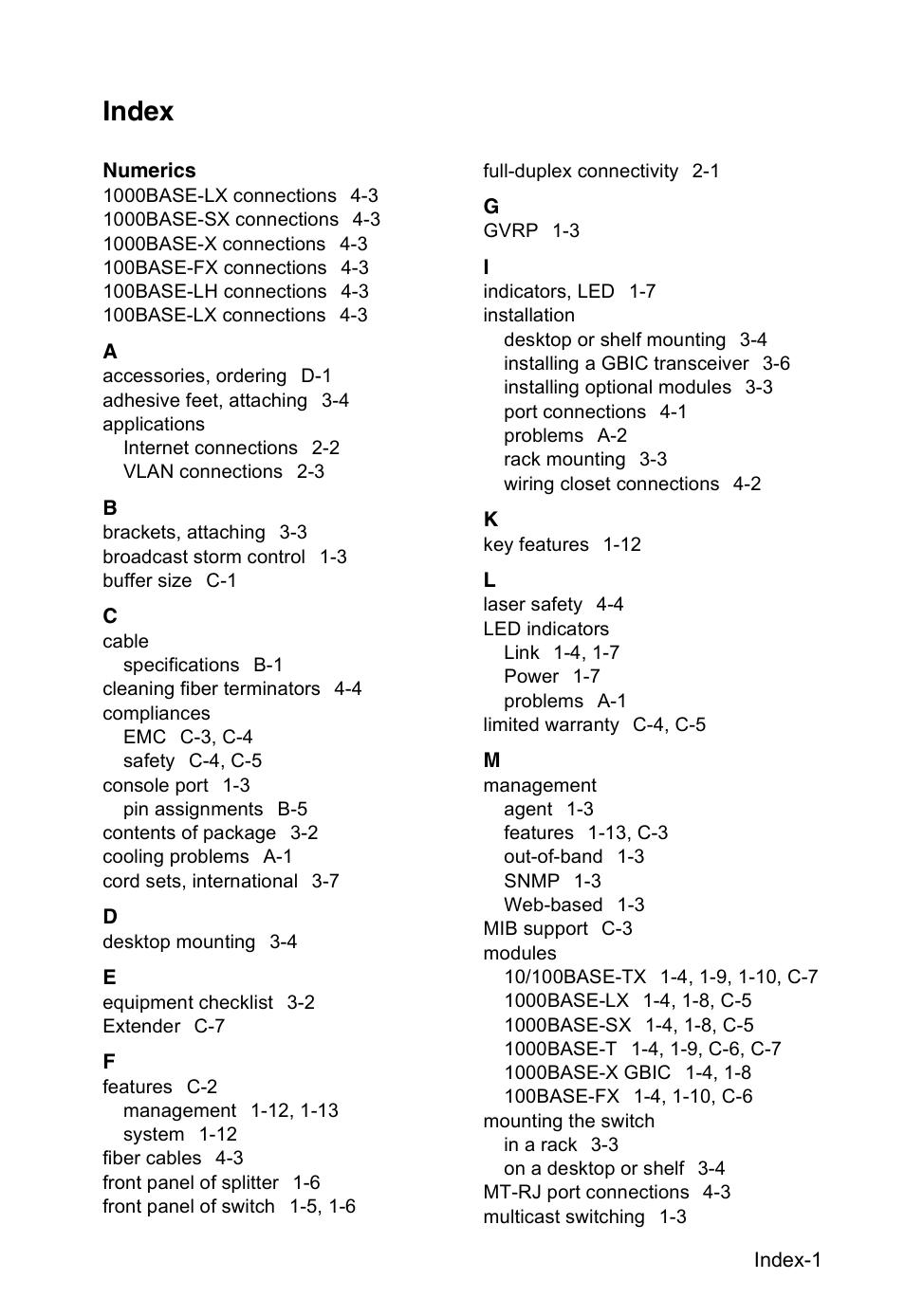 Index | Accton Technology VM2548 User Manual | Page 67 / 72