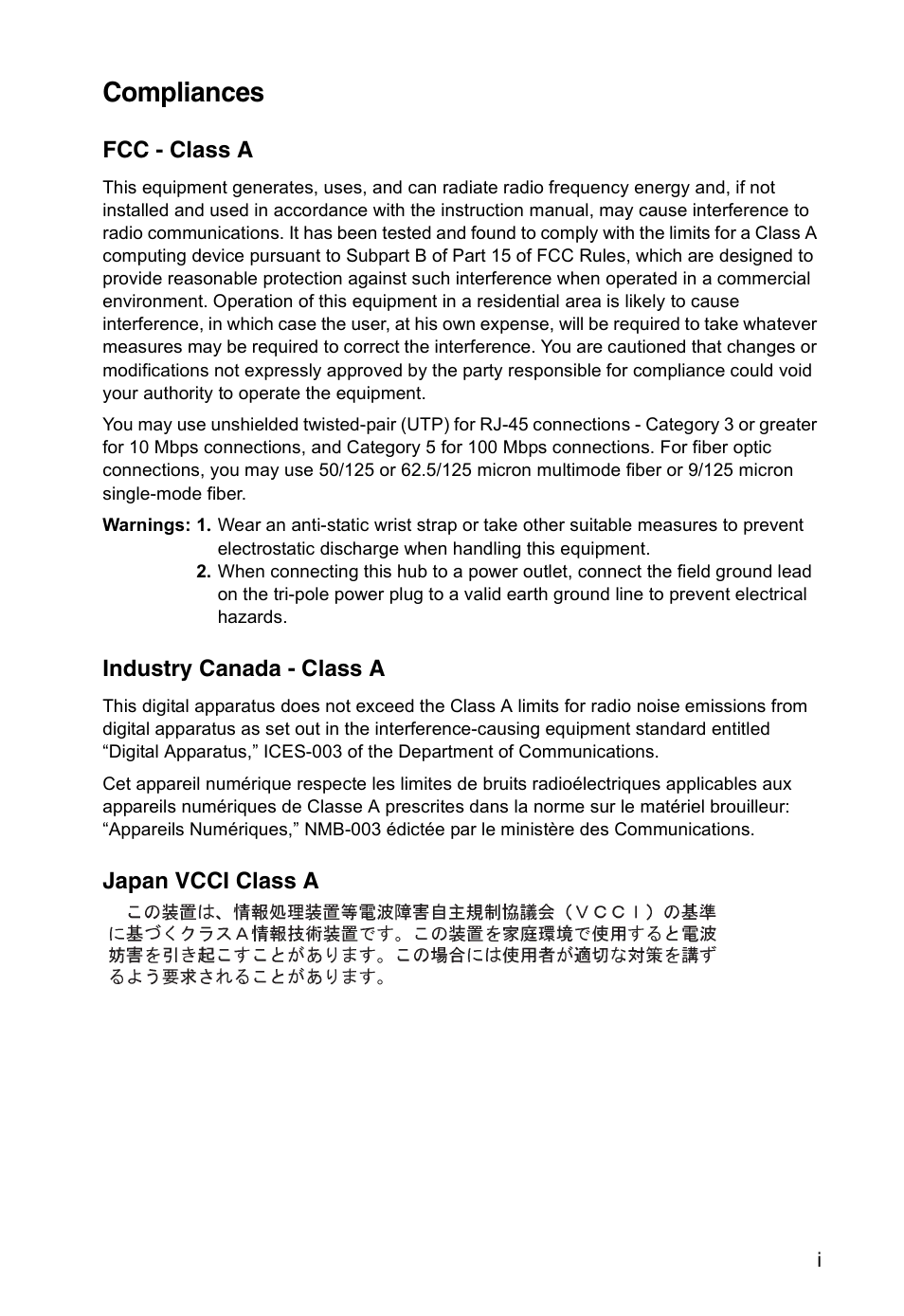 Compliances | Accton Technology VM2548 User Manual | Page 7 / 72