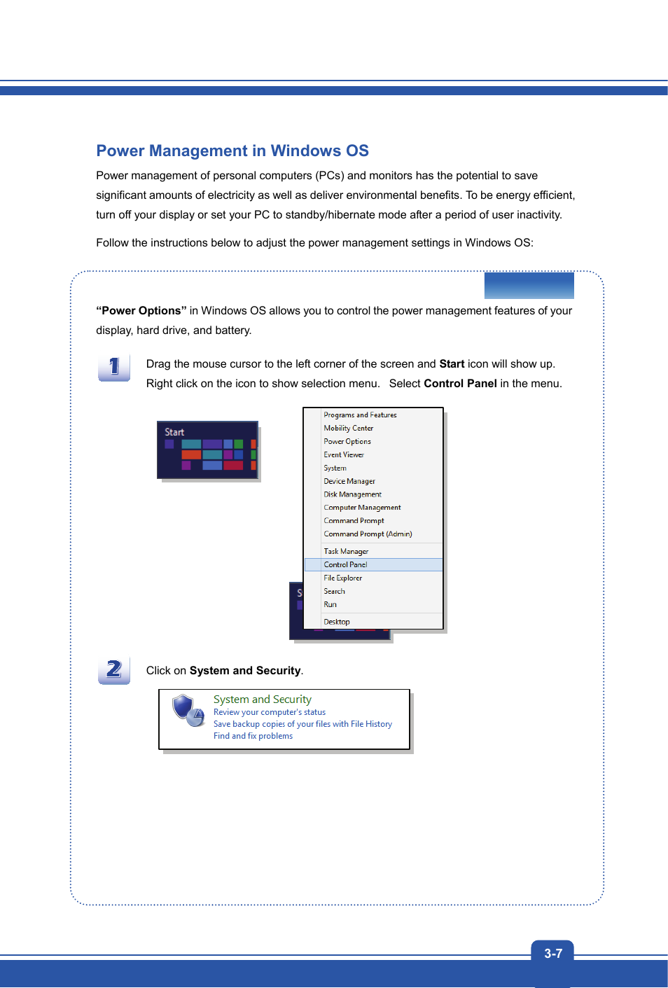 Power management in windows os | MSI GT70 WORKSTATION User Manual | Page 35 / 52