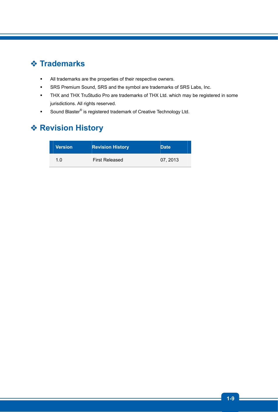 Trademarks, Revision history | MSI GT70 WORKSTATION User Manual | Page 9 / 52