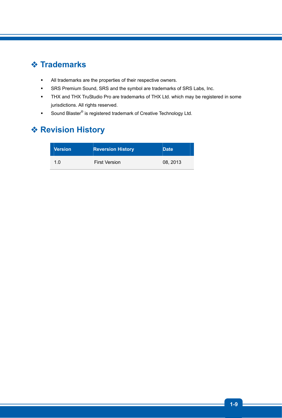 Trademarks, Revision history | MSI GT60 WORKSTATION User Manual | Page 9 / 50