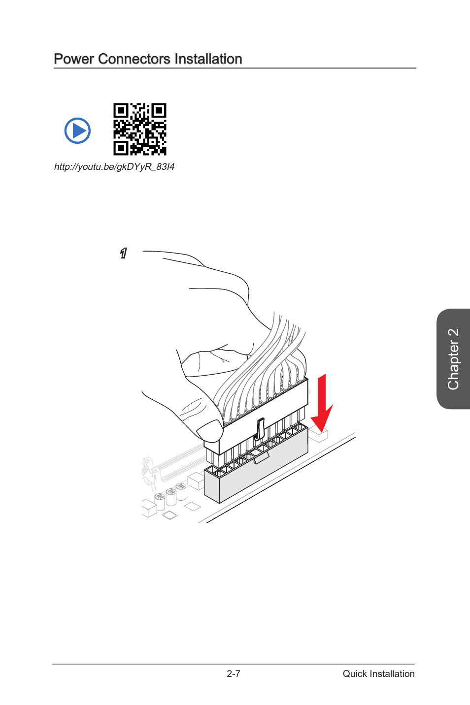 Power connectors installation -7, Chapter 2, Power connectors installation | 7 quick installation | MSI X99S XPOWER AC Manual User Manual | Page 63 / 116